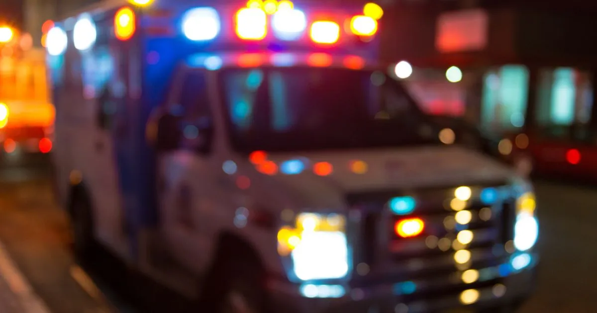 Ambulance arriving on the scene of an accident.